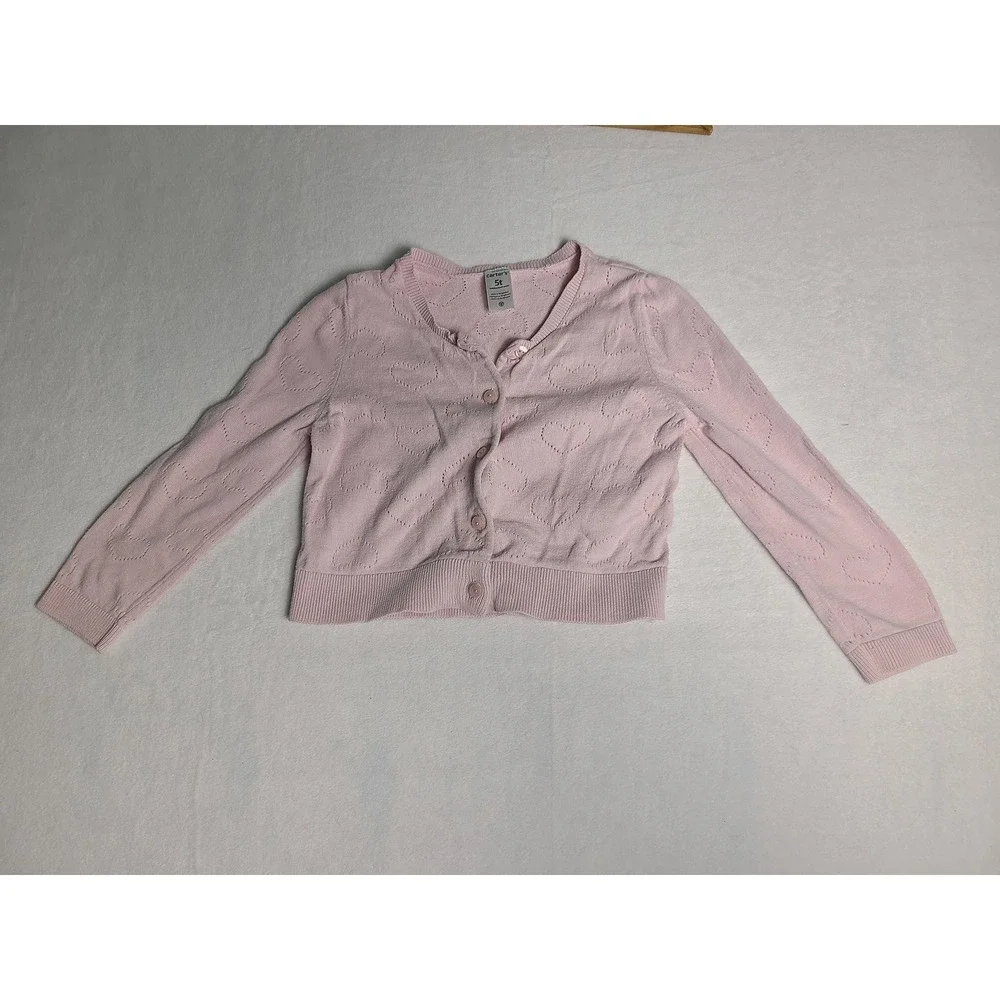 Carter's Cardigan Toddler 5T Pink Pointelle Heart Knit Button Front Sweater